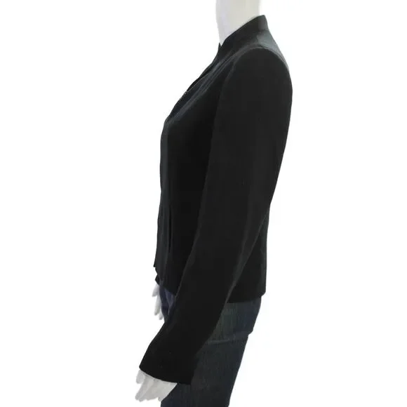 Philippe Adec Womens Black Polyester Mock Neck Blazer Zip Long Sleeve Size 4 - Picture 2 of 5